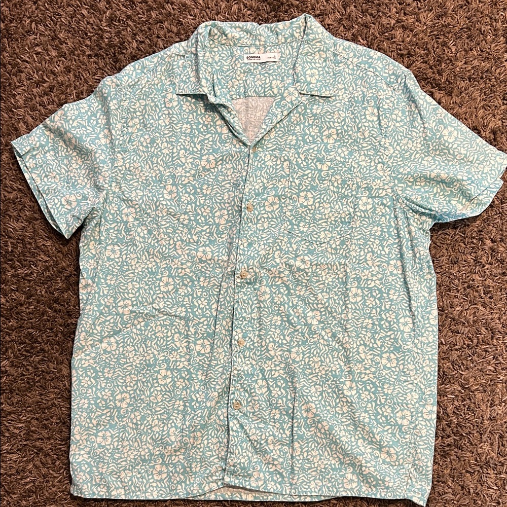 Sonoma Sky Blue Floral Button Down Shirt